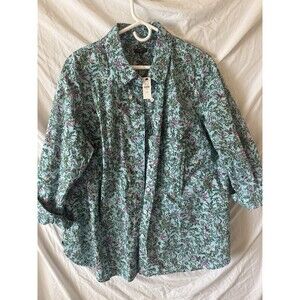 NWT 2xl Talbots Long Sleeve Blouse Button Front 100% Cotton
